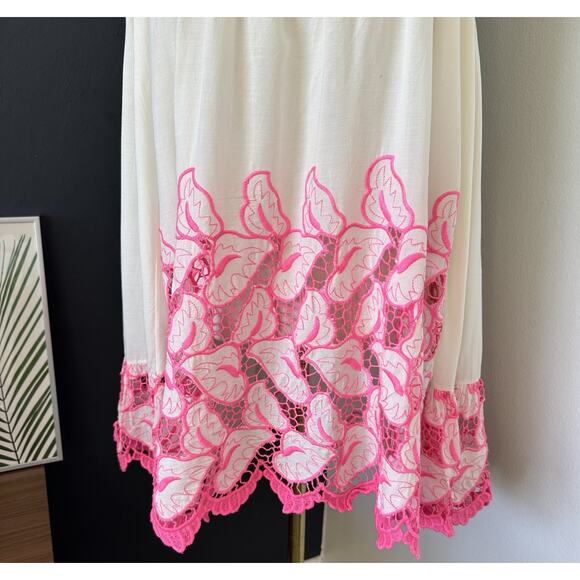 Laurie & Joe Embroidered Off Shoulder Smock Top Silk Tunic Eyelet France - Picture 2 of 10